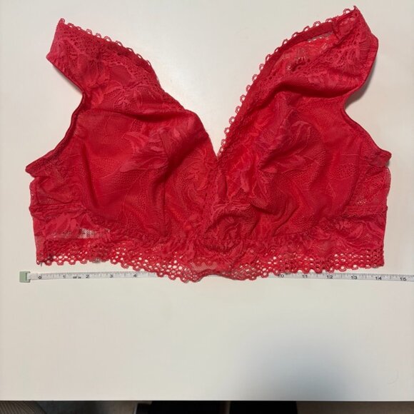 Soma Embraceable Lace Plunge Bralette XL Red Lightweight Unlined - Picture 10 of 12
